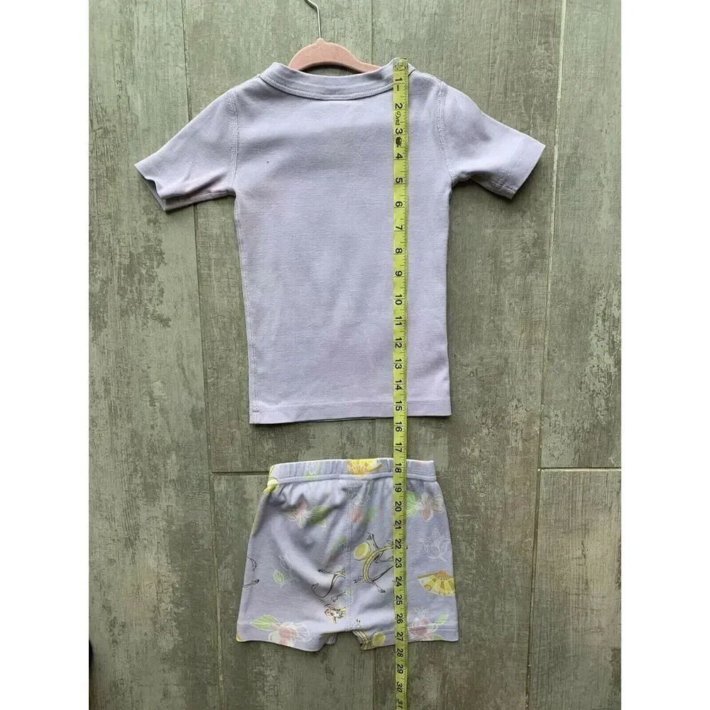 Hanna Andersson Mulan Purple Short Johns Pajamas PJs Set Disney Princess 90 3 3T